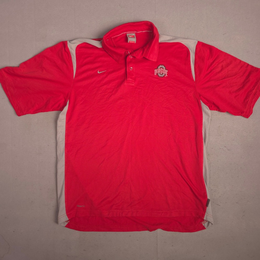 Nike Ohio State‎ Buckeyes Polo Shirt Dri-FIT Athletic Fit Red L